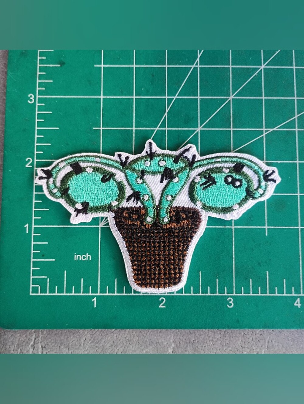 Mint Green Potted Plant Embroidered Patch